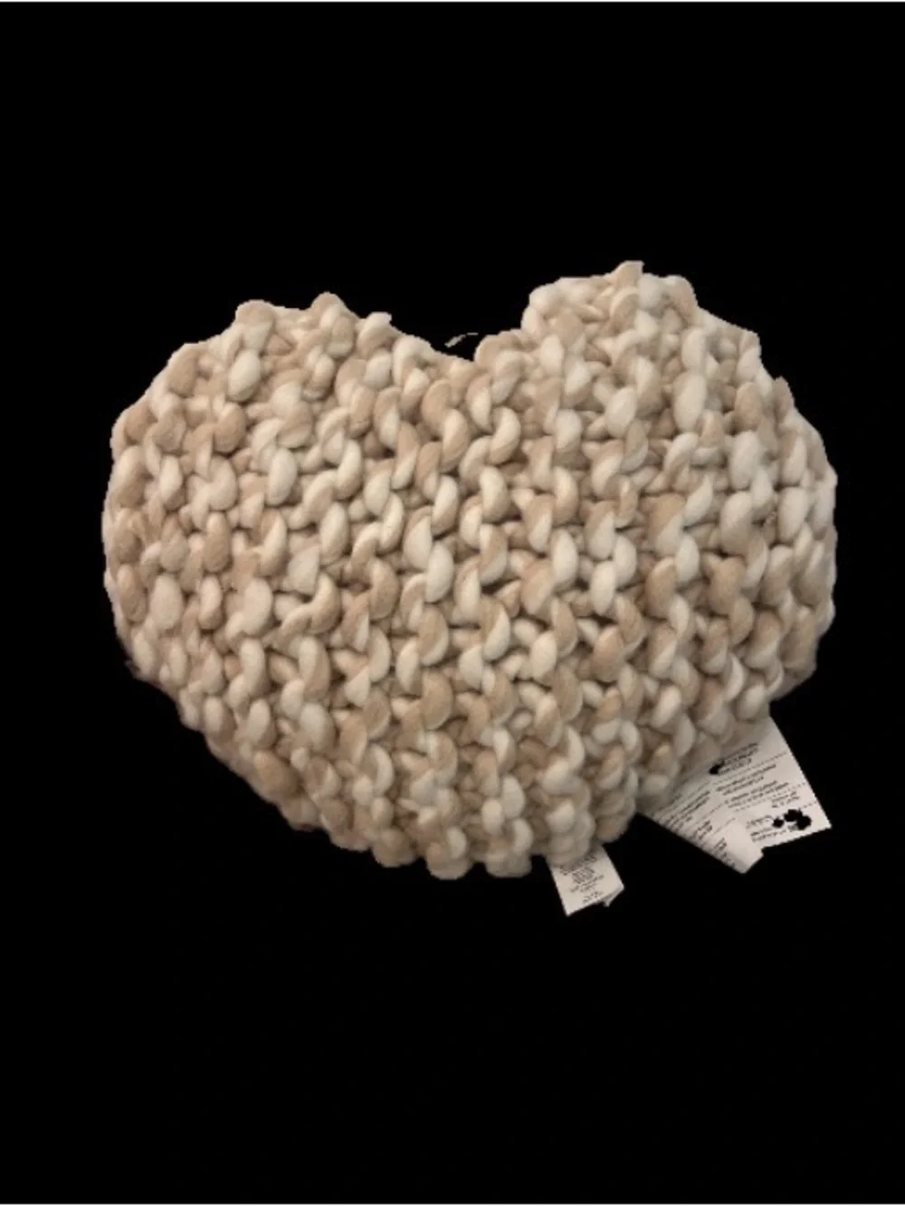 Pottery Barn Knit Heart Pillow 14x16 Oatmeal Chunky New